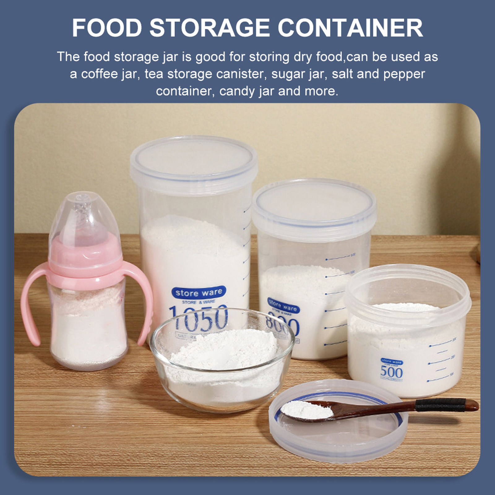 Food Storage Jars & Containers - 2Pcs Premium Airtight Food Storage Jars