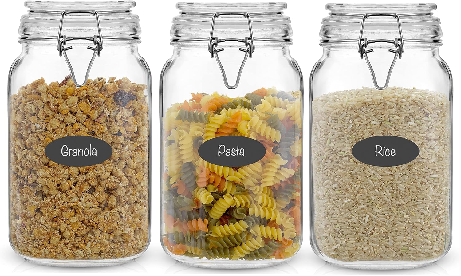 Food Storage Jars & Containers - Airtight Glass Jars with Lids Set