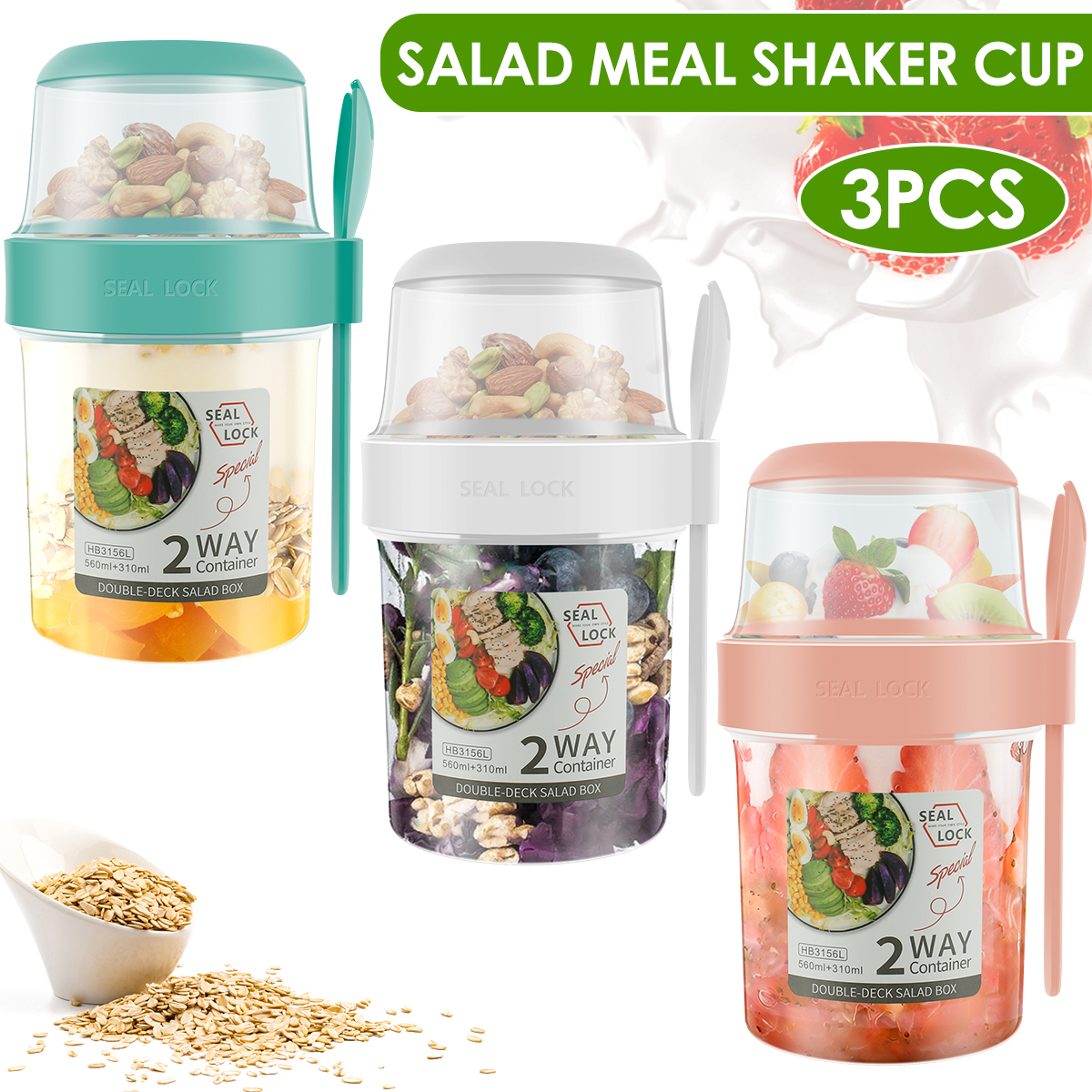 Food Storage Yogurt - 3/2Pcs Double-layer Fresh-keeping Box Portable Cereal