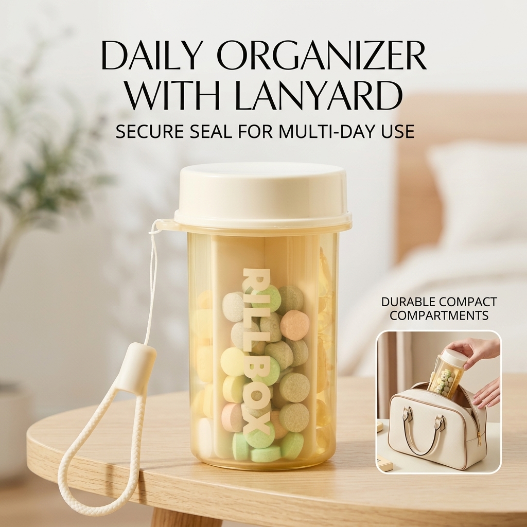 Portable Pill Organizer 4 Comp - Food Storage Locker reseña y precio