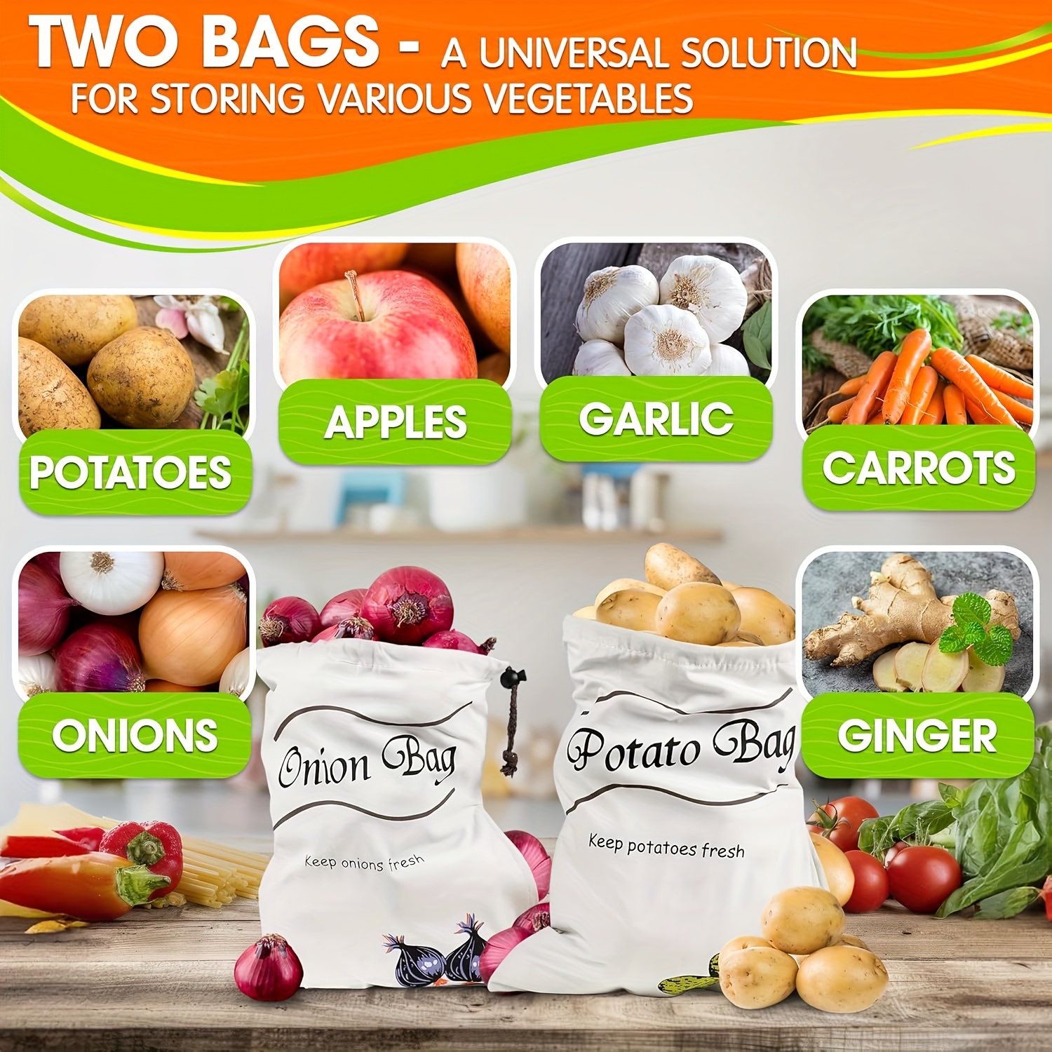 2pcs Reusable Vegetable Storag - Food Storage Roots reseña y precio