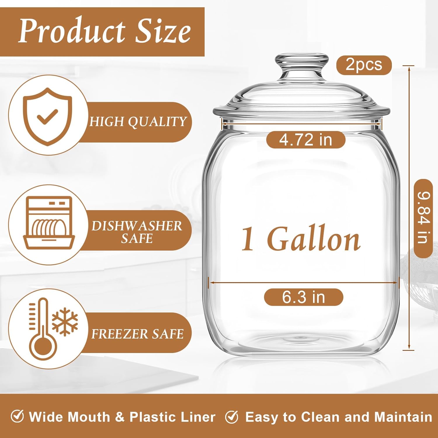 2 Pack Acrylic Cookie Candy Ja - Food Storage Jars & Containers reseña y precio