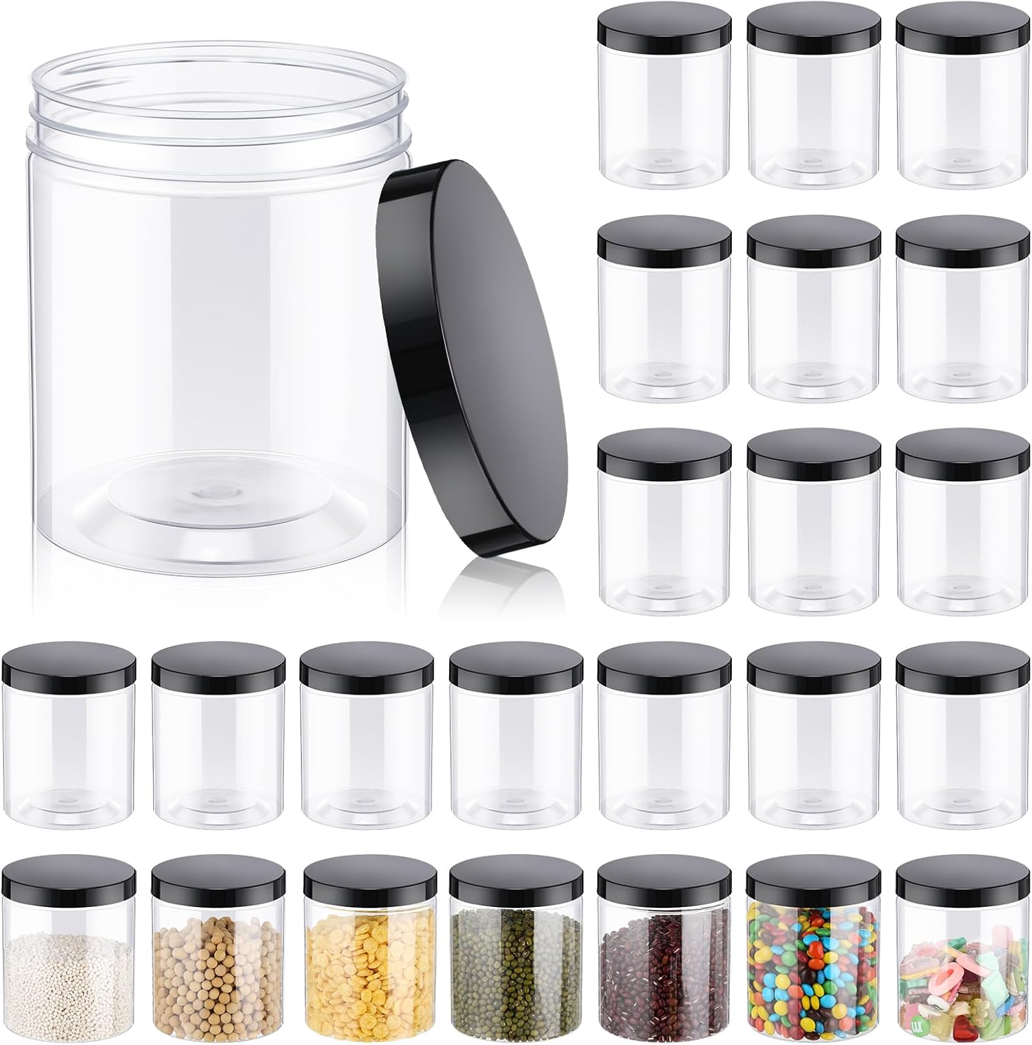 24 Pcs 16oz Plastic Jars with  - Food Storage Jars & Containers reseña y precio
