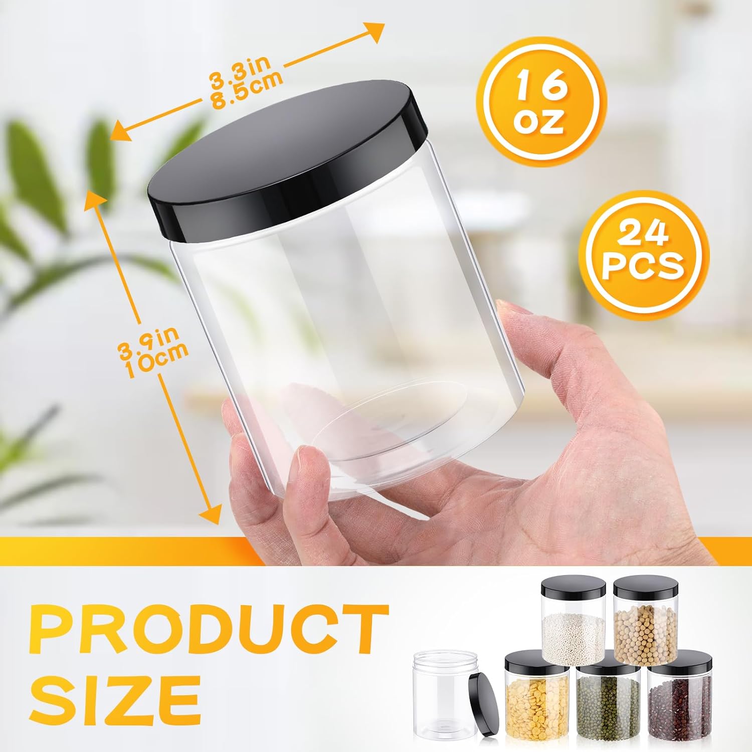 24 Pcs 16oz Plastic Jars with  - Food Storage Jars & Containers reseña y precio