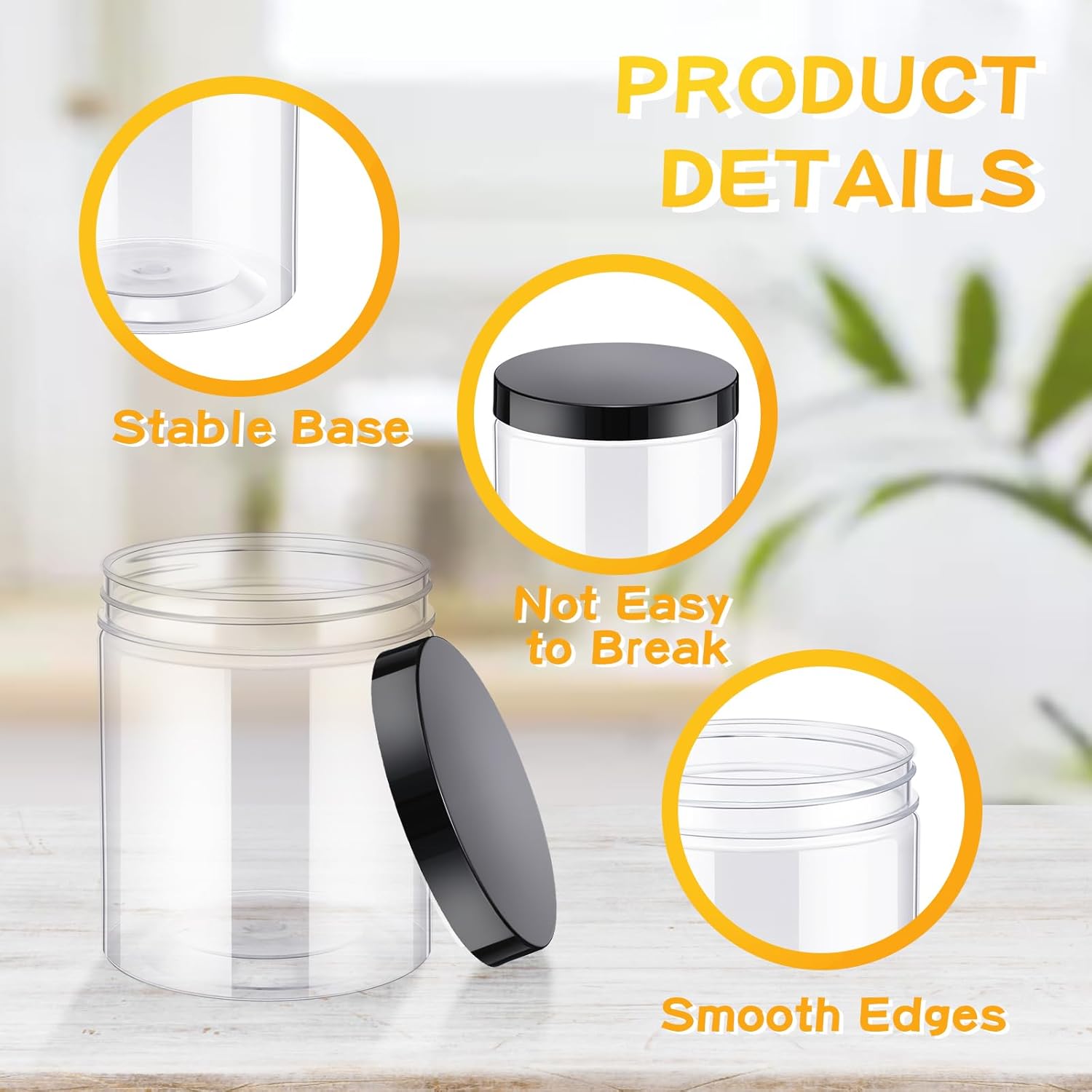24 Pcs 16oz Plastic Jars with  - Food Storage Jars & Containers reseña y precio