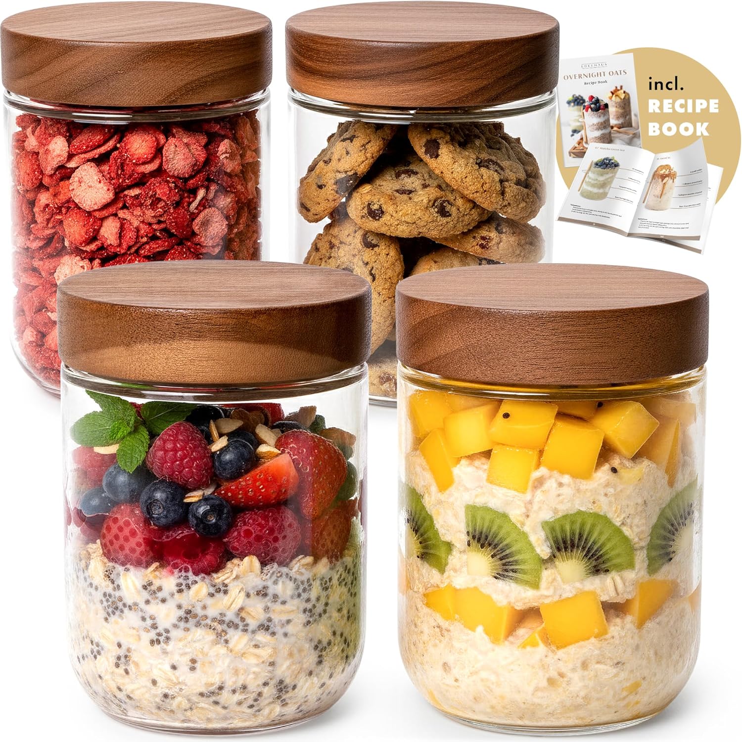 Overnight Oats Containers with - Food Storage Jars & Containers reseña y precio