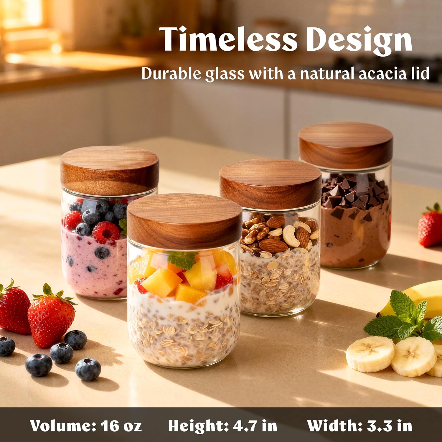 Overnight Oats Containers with - Food Storage Jars & Containers reseña y precio