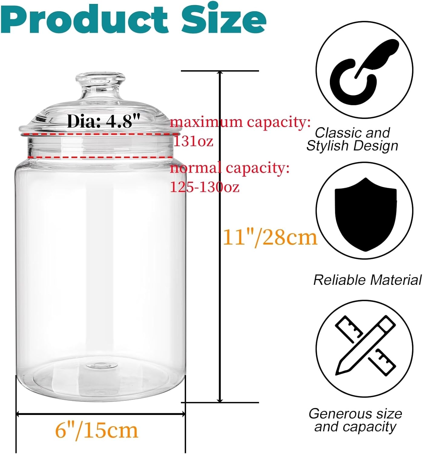 2 Pack 130 oz Large Cookie Jar - Food Storage Jars & Containers reseña y precio