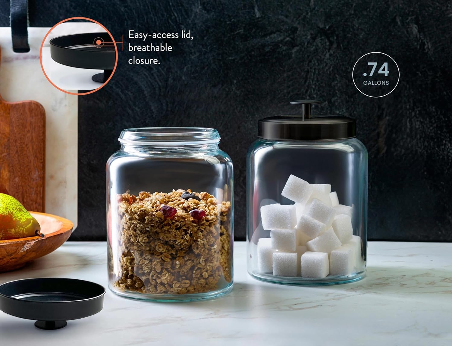 Glass Kitchen Canister Set, Fo - Food Storage Jars & Containers reseña y precio