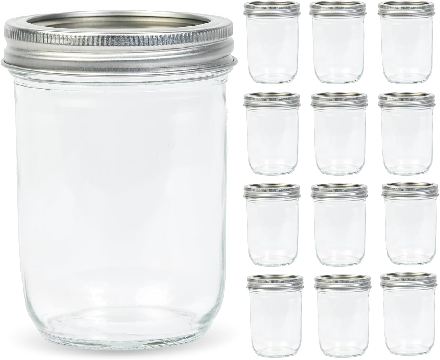 12 Pack 16 oz Wide Mouth Clear - Food Storage Jars & Containers reseña y precio