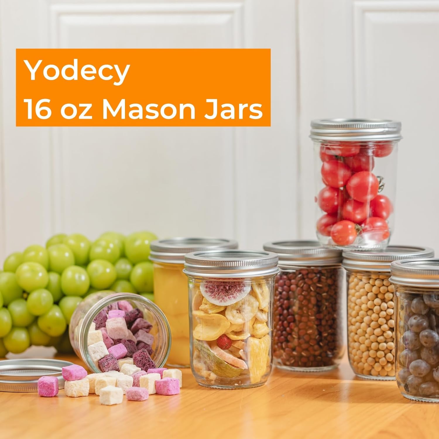 12 Pack 16 oz Wide Mouth Clear - Food Storage Jars & Containers reseña y precio