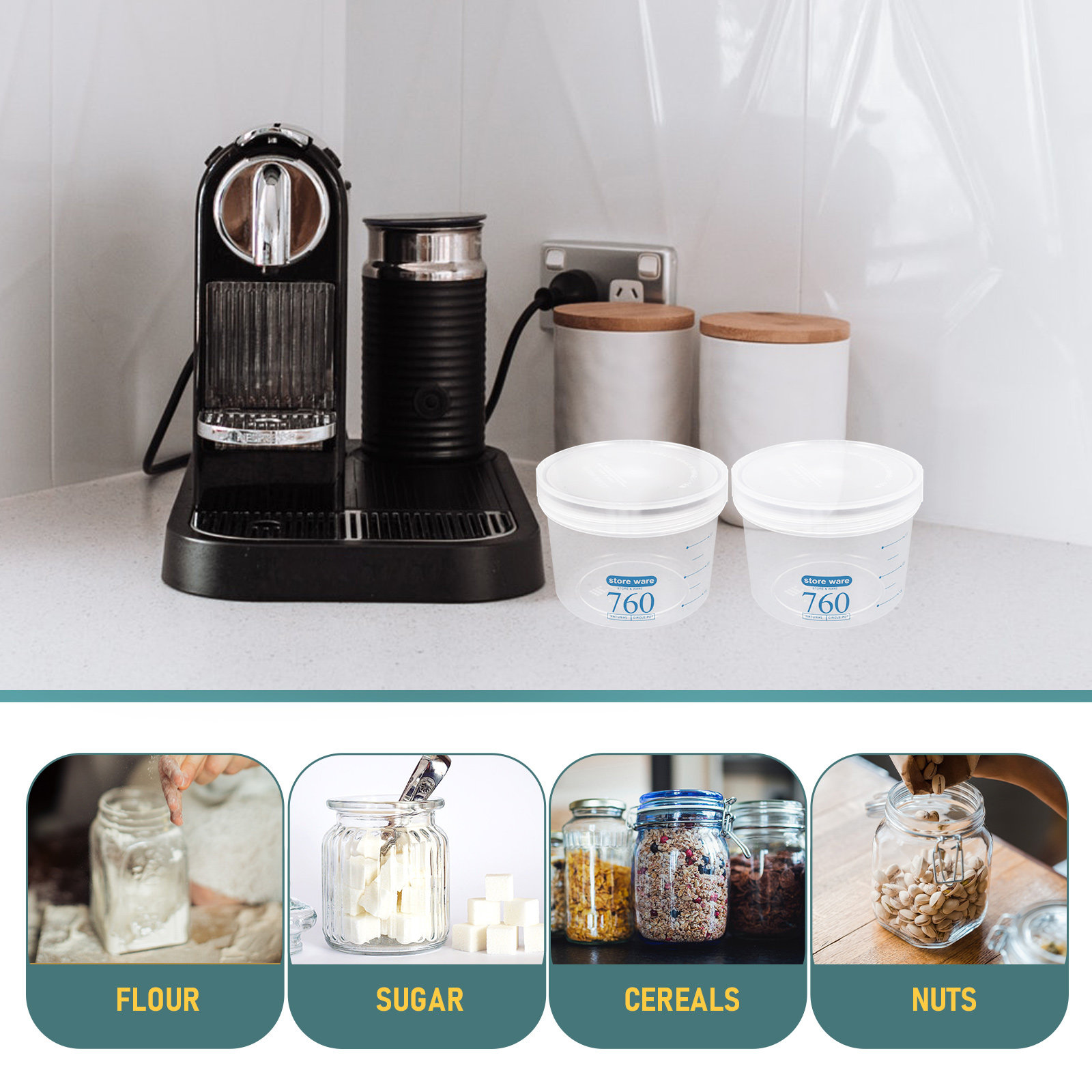 3Pcs Airtight Food Storage Jar - Food Storage Jars & Containers reseña y precio