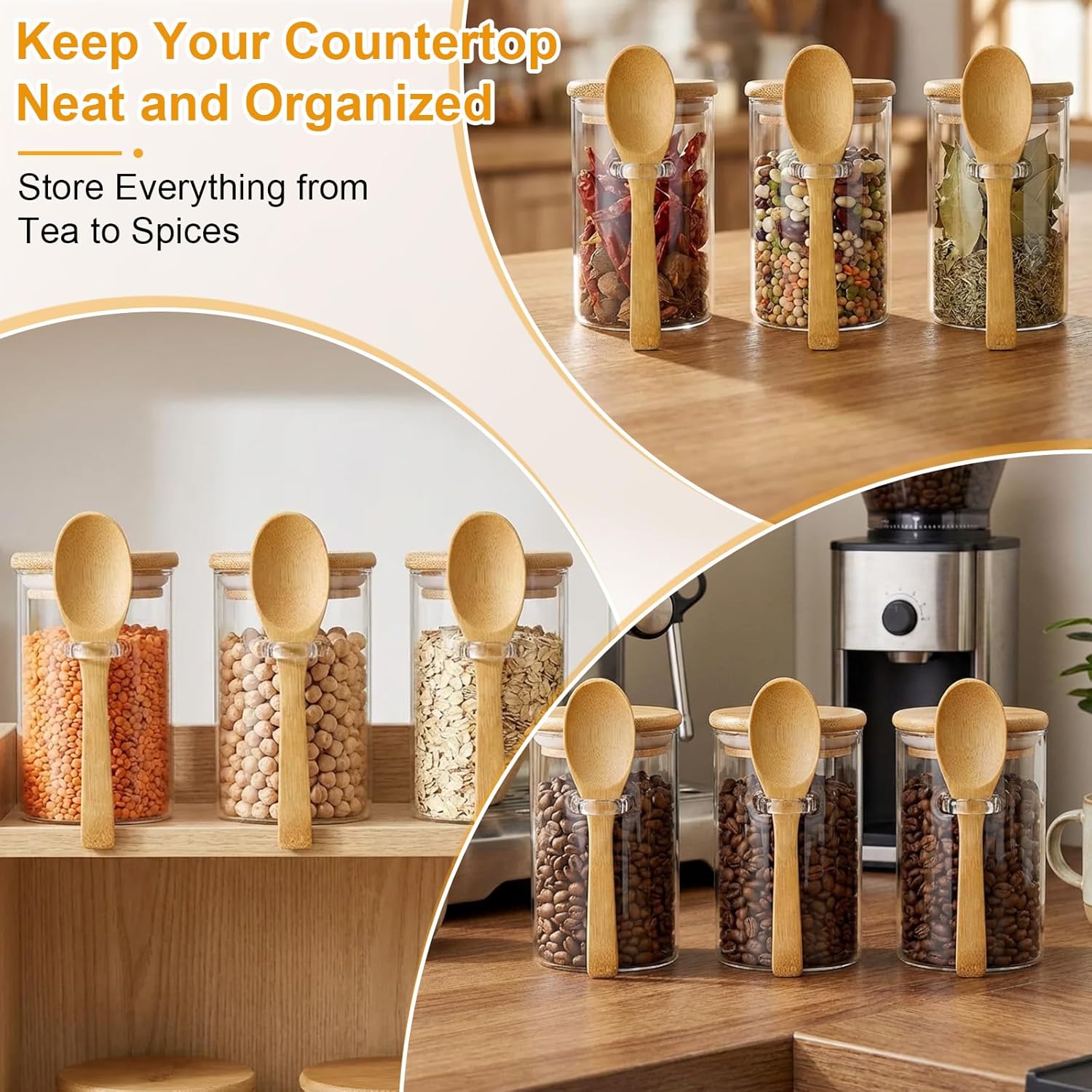 10 Pack Glass Jars with Bamboo - Food Storage Jars & Containers reseña y precio