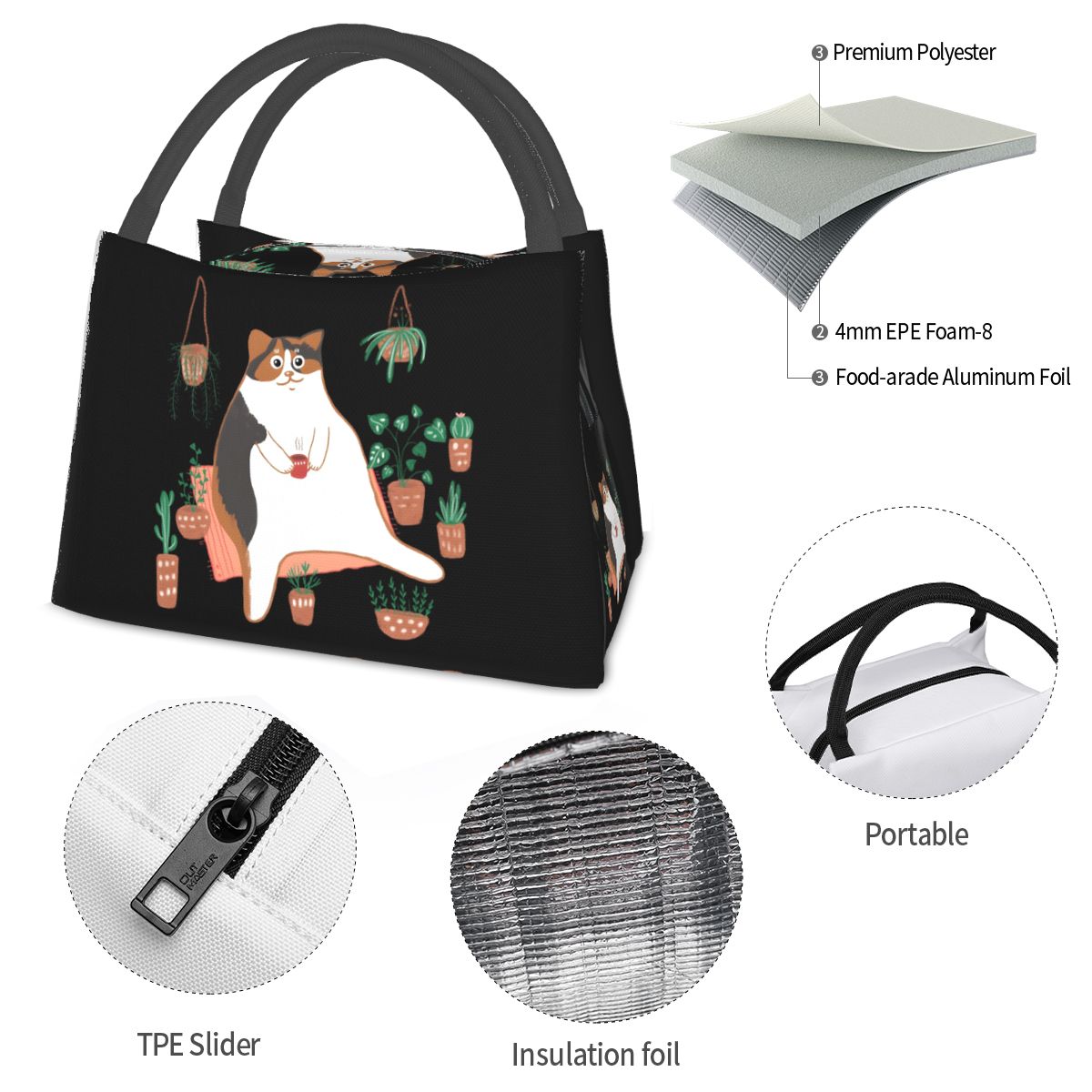 Calico Cat With Pot Plants Cat - Food Storage Moms reseña y precio