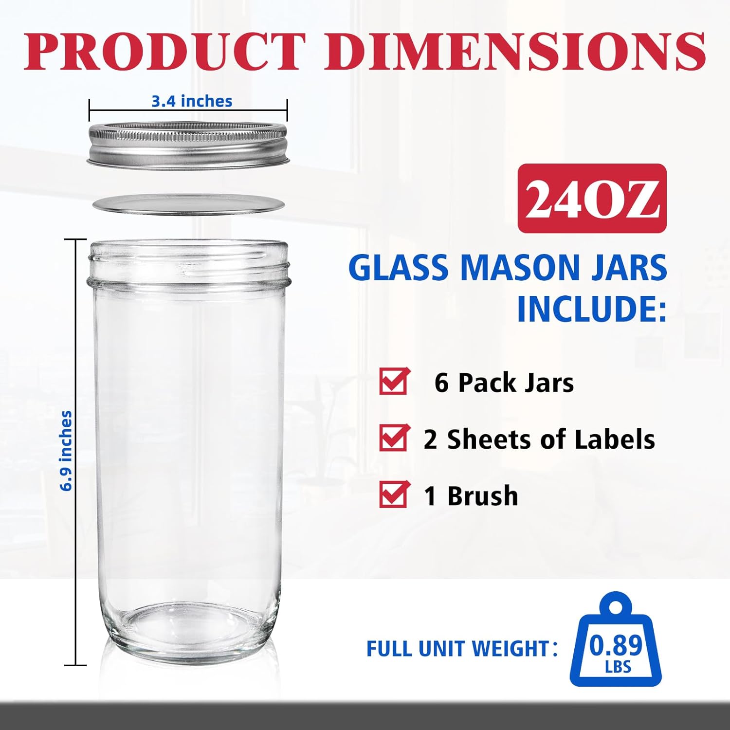 Jars Wide Mouth 6 Pack, 24oz G - Food Storage Jars & Containers reseña y precio