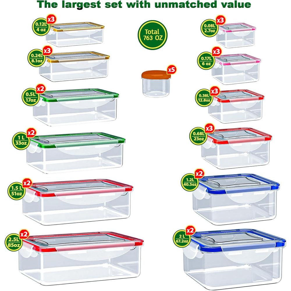 70 Pcs Large Food Storage Cont - Food Storage And Container reseña y precio
